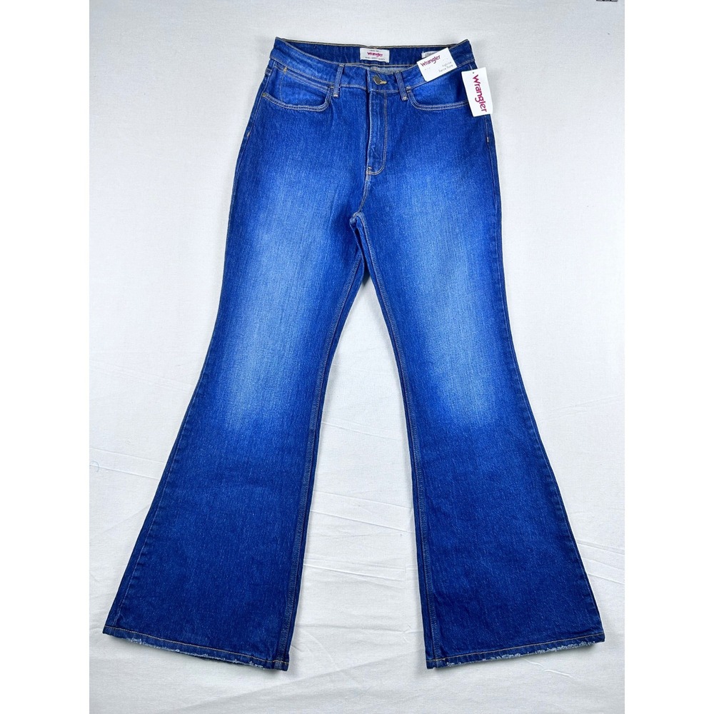 Wrangler Womens High Rise Fierce Flare Jeans Blue Denim 8/29x32 112343619